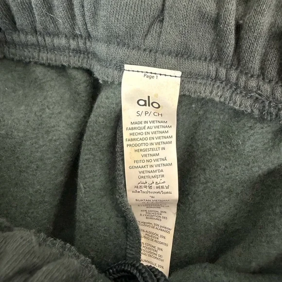 Alo 2 Piece Set Accolade Hoodie Sweatshirt & Sweatpant Charcoal Green Size S - Picture 14 of 15